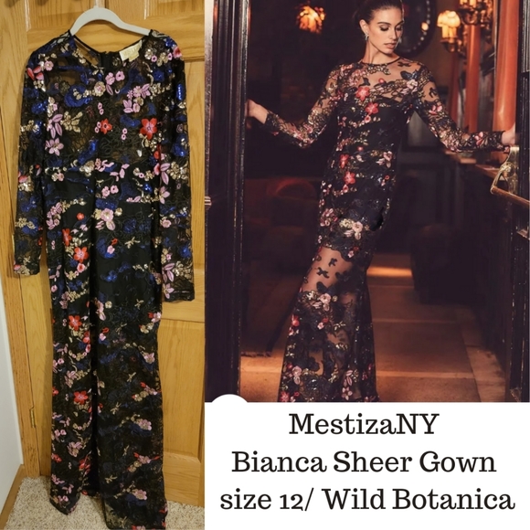 MestizaNY Bianca Sheer Gown Wild Botanica - Picture 1 of 1
